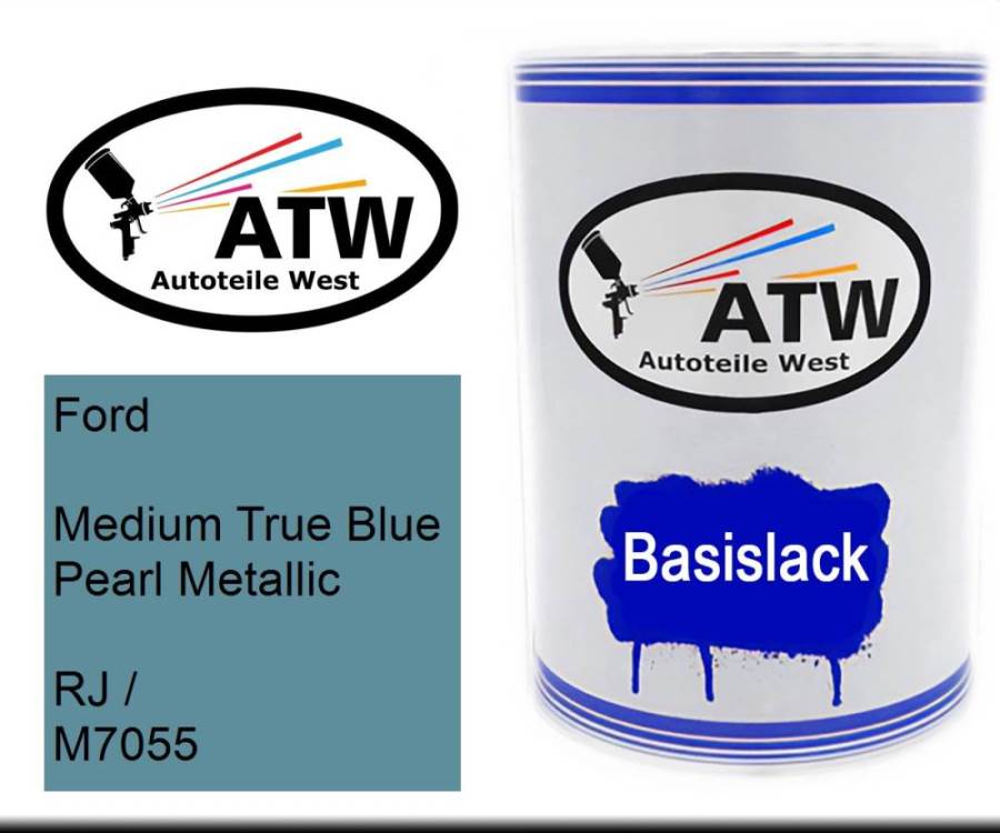 Ford, Medium True Blue Pearl Metallic, RJ / M7055: 500ml Lackdose, von ATW Autoteile West.